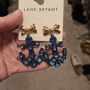 NWT Lane Bryant Blue and Gold Anchor Earrings